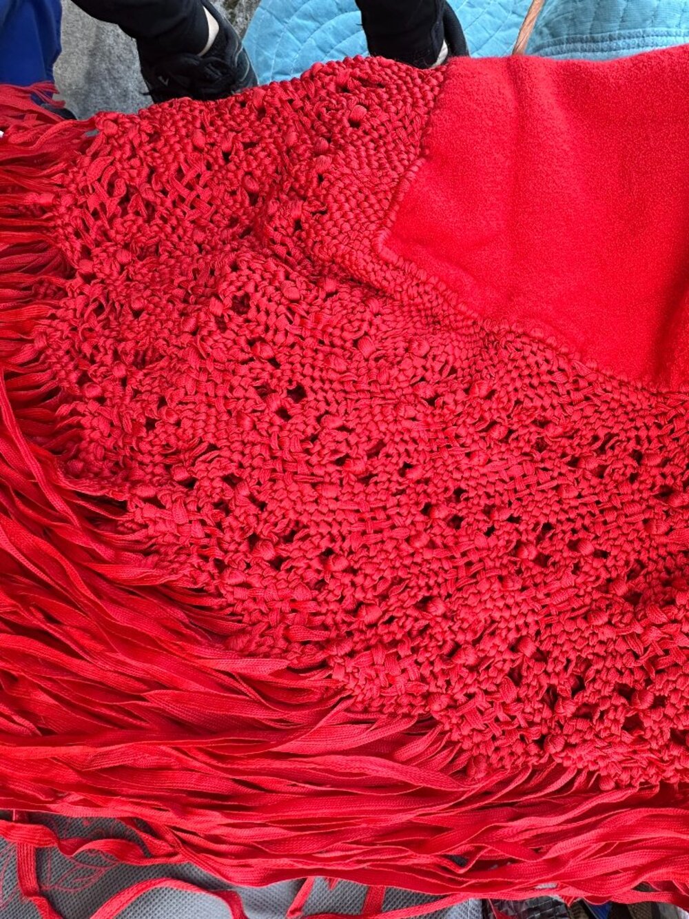 Gorgeous Cherry Red Decorative Long Tassel Scarf